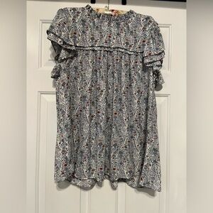 Rose & Olive Floral Ruffle Blouse